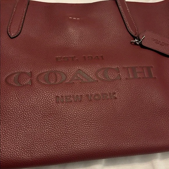 Coach CC050 Pebble Leather Cameron Large shopper Tote Shoulder Bag Burgandy NWT - Picture 12 of 12